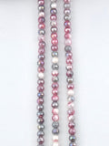6mm Glass Round Beads Strand Pink-Gray