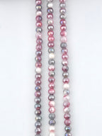 6mm Faceted Glass Round Beads Strand Pink-Gray