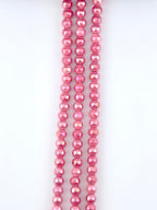 6mm Faceted Glass Round Beads Strand Pink