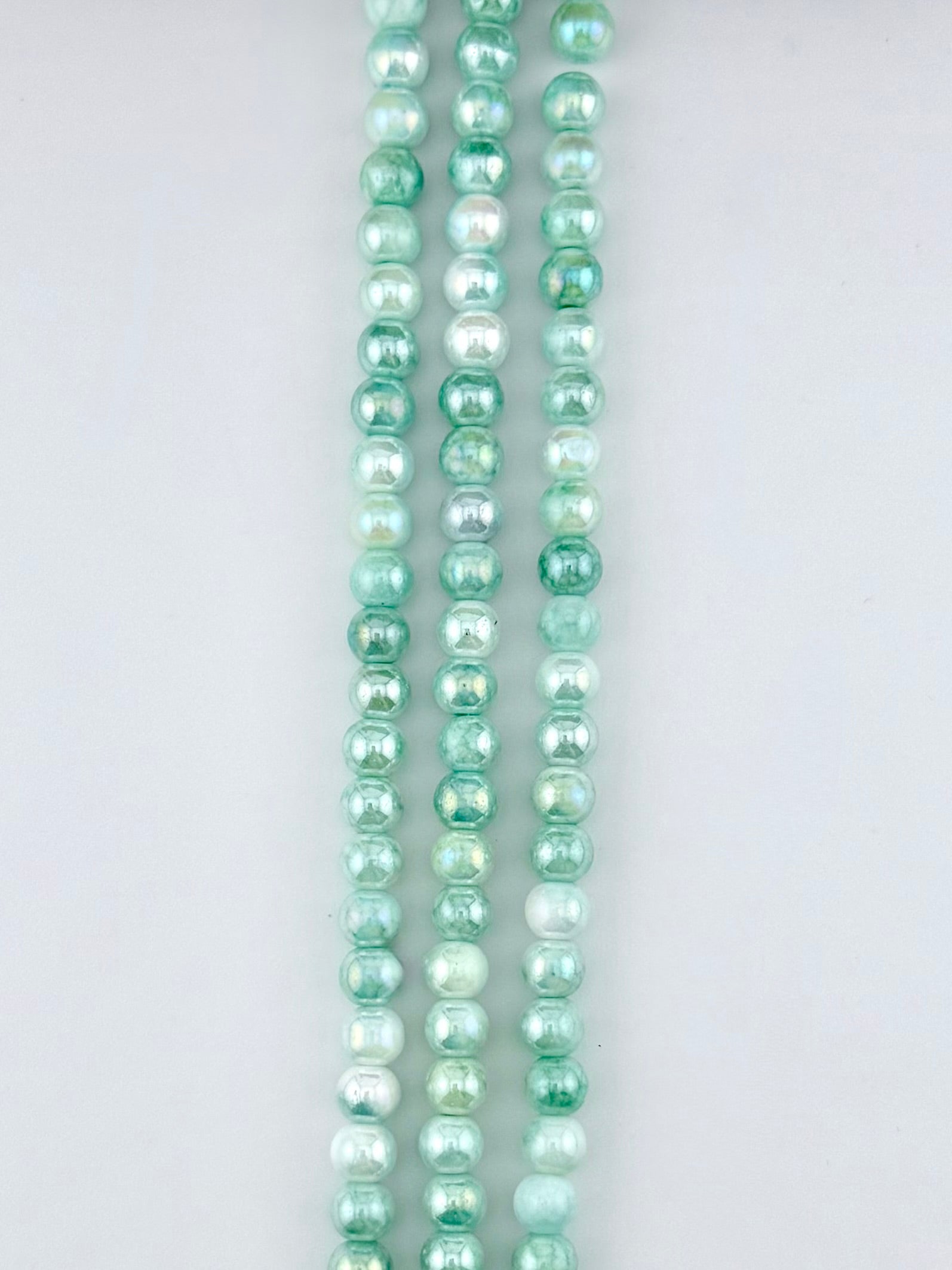 6mm Faceted Glass Round Beads Strand Light Green