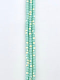 4mm Glass  Cylinder Beads Strand Green