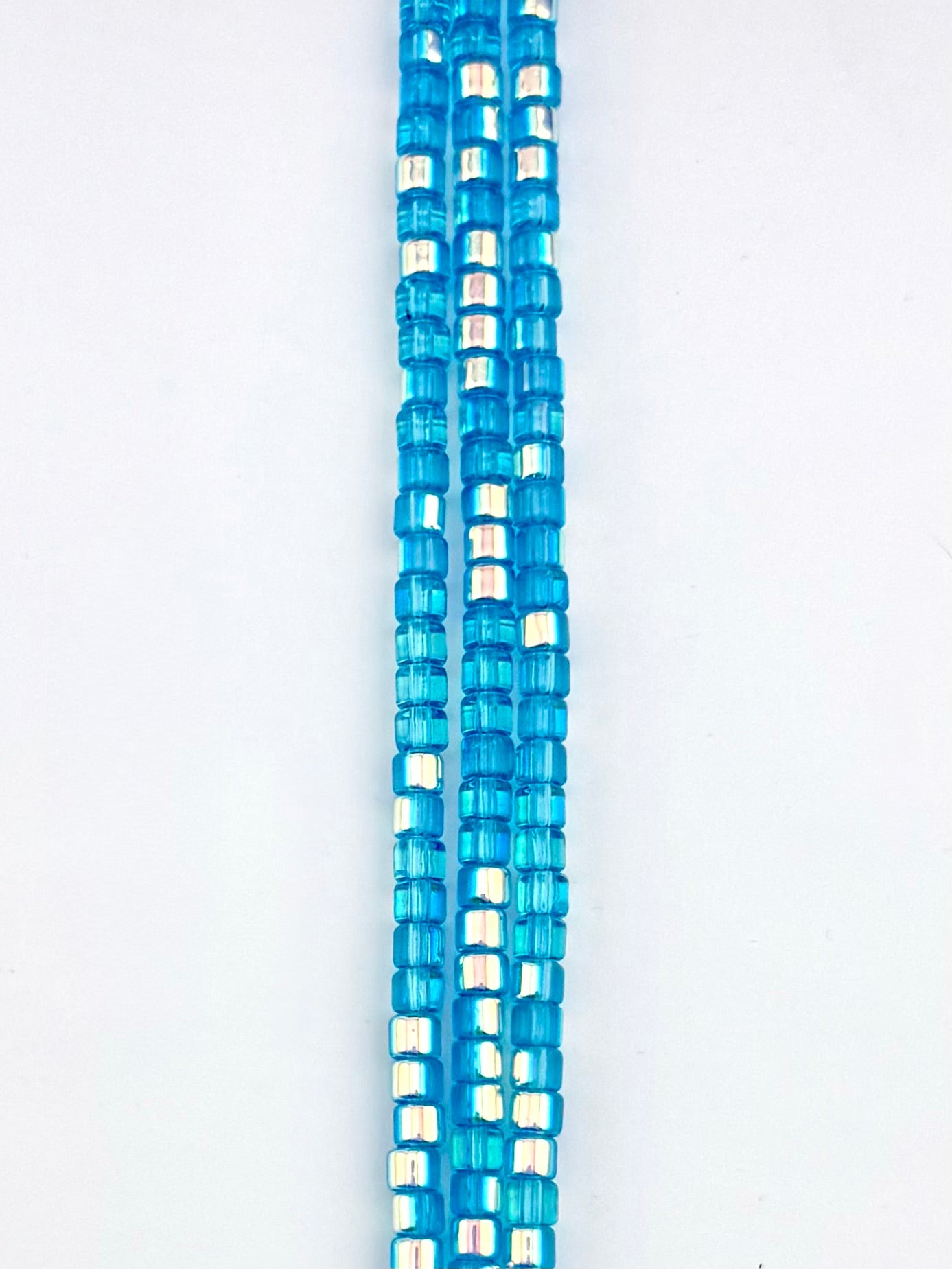 4mm Faceted Glass  Cylinder Beads Strand Sky Blue