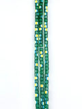 4mm Glass  Cylinder Beads Strand peacock Dark Green
