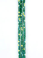 4mm Faceted Glass  Cylinder Beads Strand peacock Dark Green