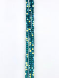 4mm Glass  Cylinder Beads Strand peacock blue