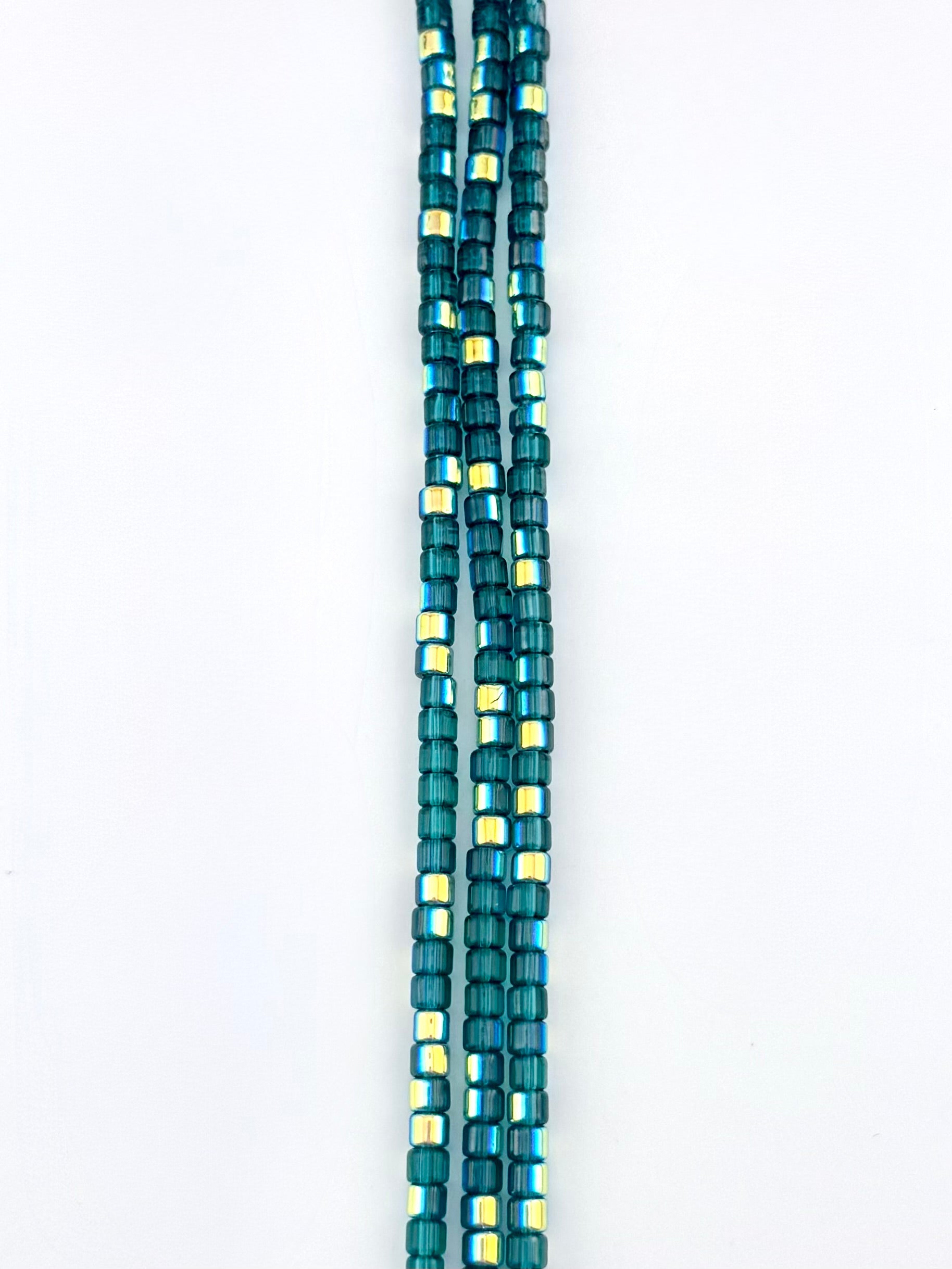 4mm Faceted Glass  Cylinder Beads Strand peacock blue