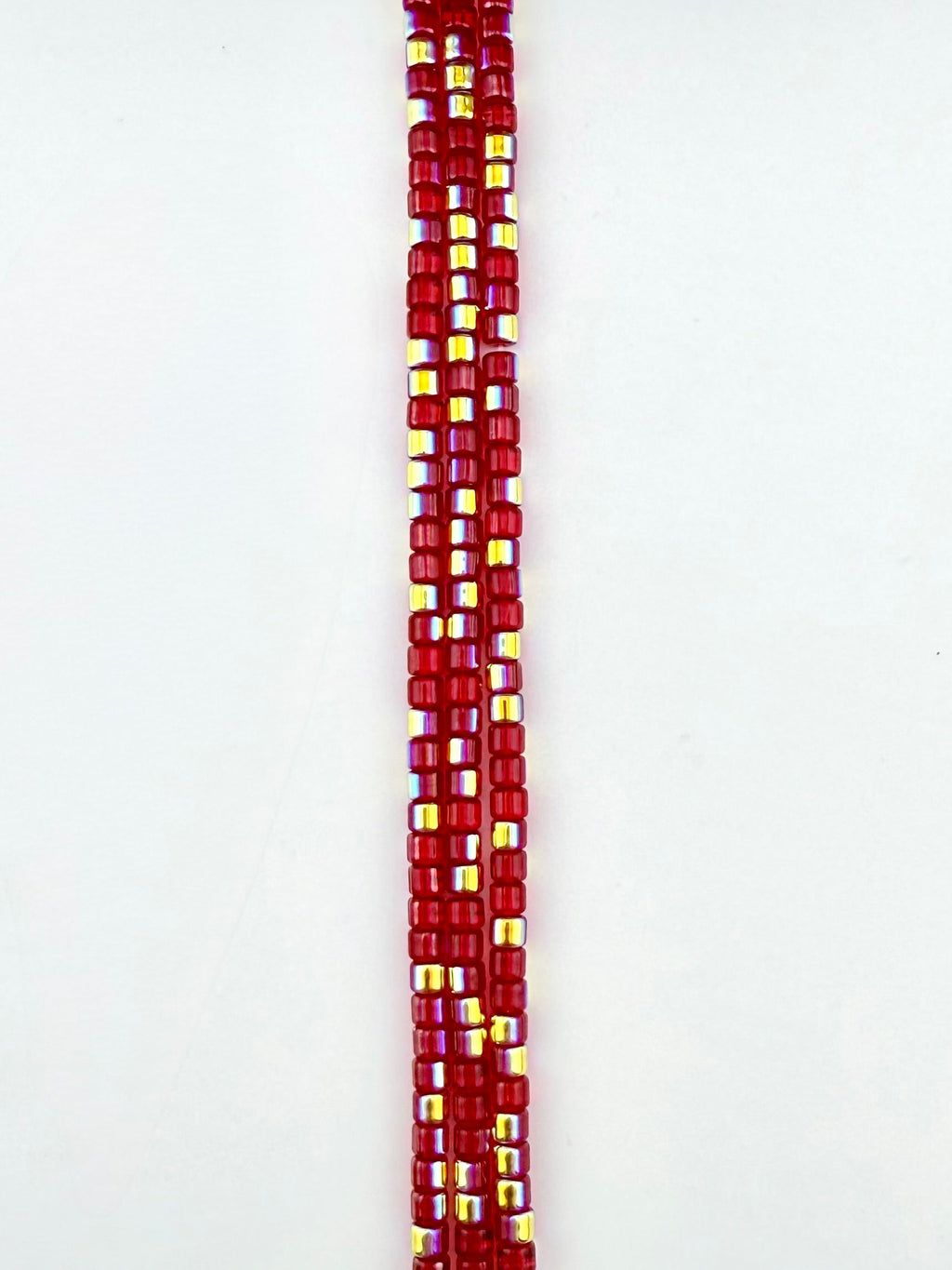 4mm Glass  Cylinder Beads Strand Red AB