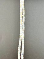 4mm Faceted Glass  Cylinder Beads Strand White