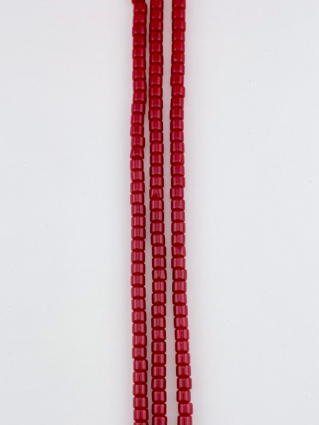 4mm Glass  Cylinder Beads Strand Opaque Red