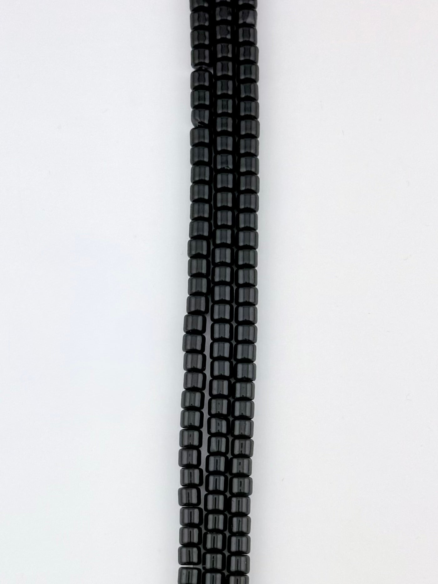 4mm Faceted Glass  Cylinder Beads Strand Black