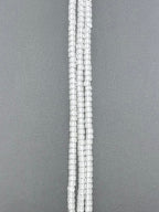 4mm Faceted Glass  Cylinder Beads Strand White