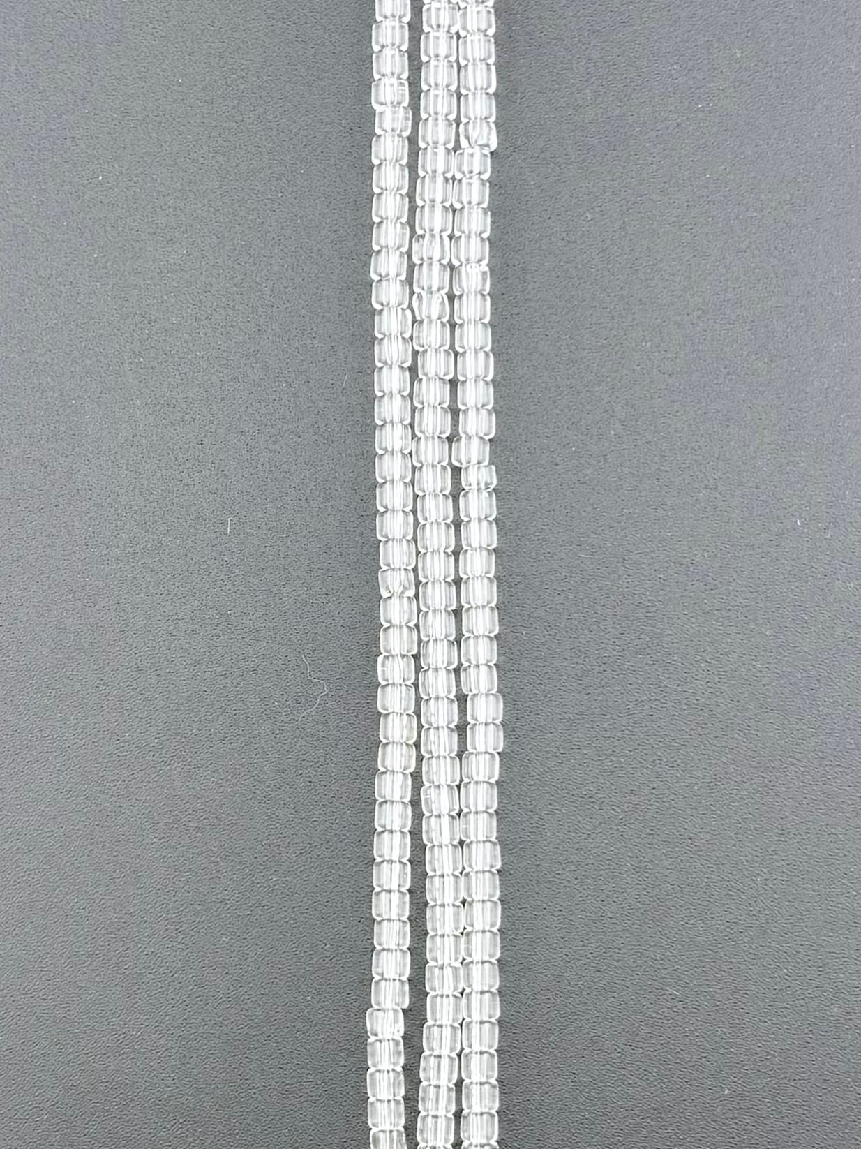 4mm Faceted Glass  Cylinder Beads Strand White