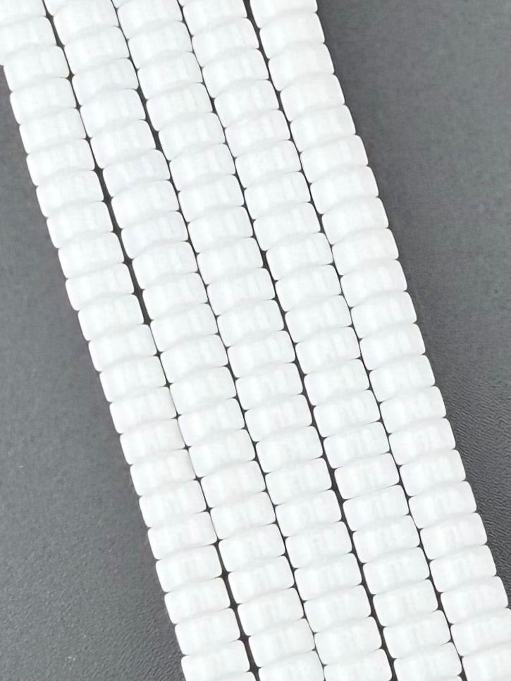 6mm Faceted Glass Cylinder Beads Strand  White