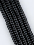 6mm Glass Cylinder Beads Strand Black