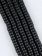 6mm Faceted Glass Cylinder Beads Strand Black