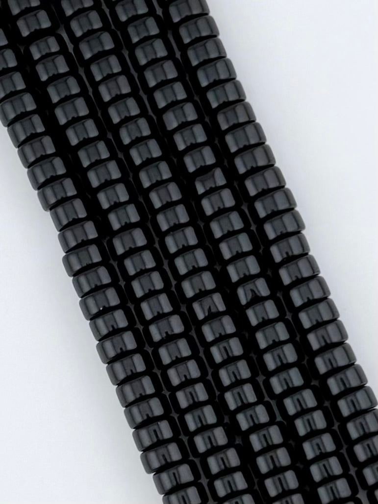 6mm Faceted Glass Cylinder Beads Strand Black