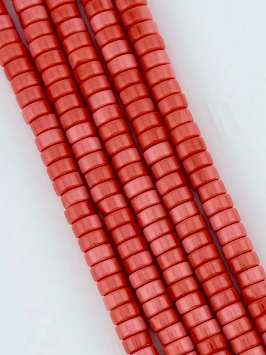 6mm Faceted Glass Cylinder Beads Strand Peach