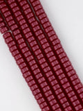 6mm Glass Cylinder Beads Strand Maroon