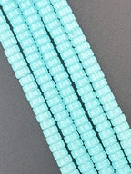 6mm Faceted Glass Cylinder Beads Strand Sky Blue