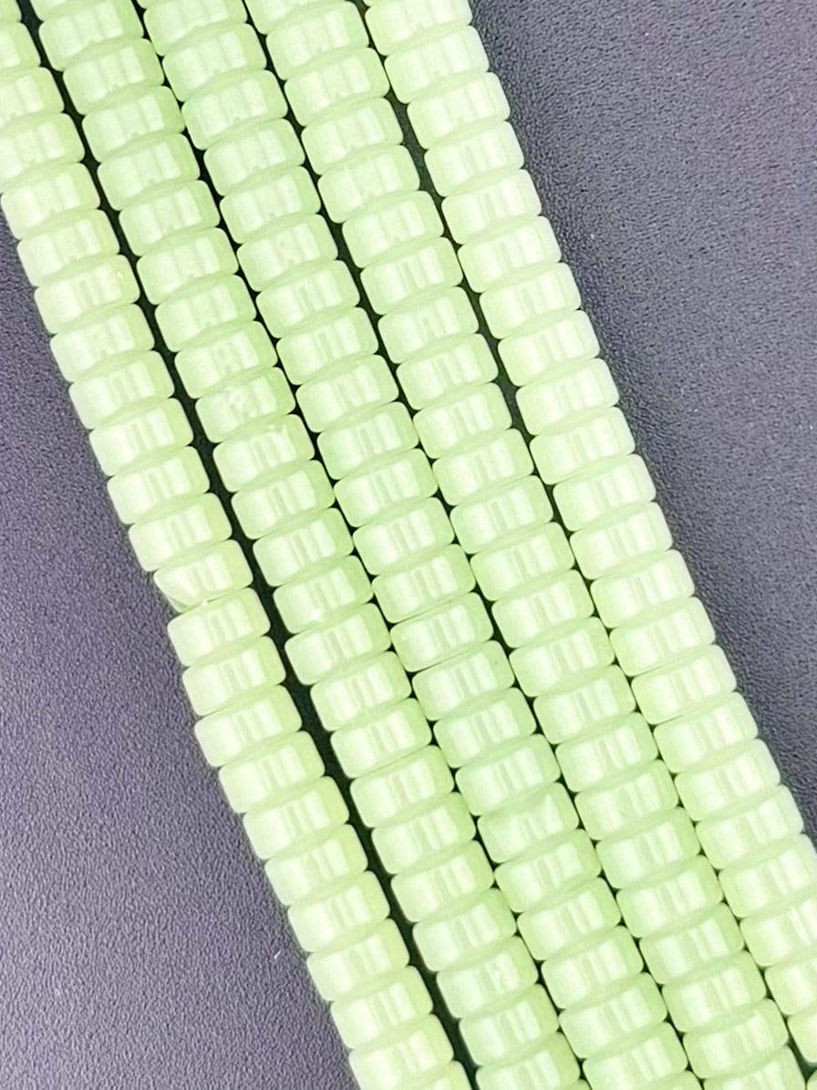 6mm Faceted Glass Cylinder Beads Strand Mint Green