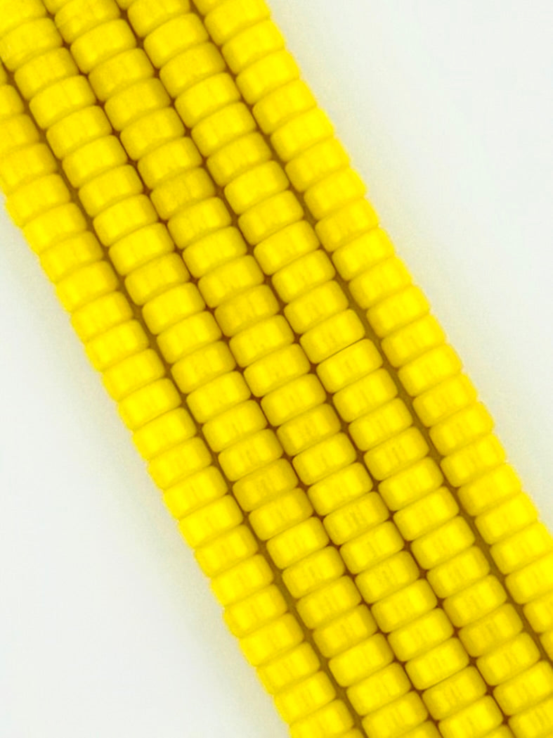 6mm Faceted Glass Cylinder Beads Strand Yellow