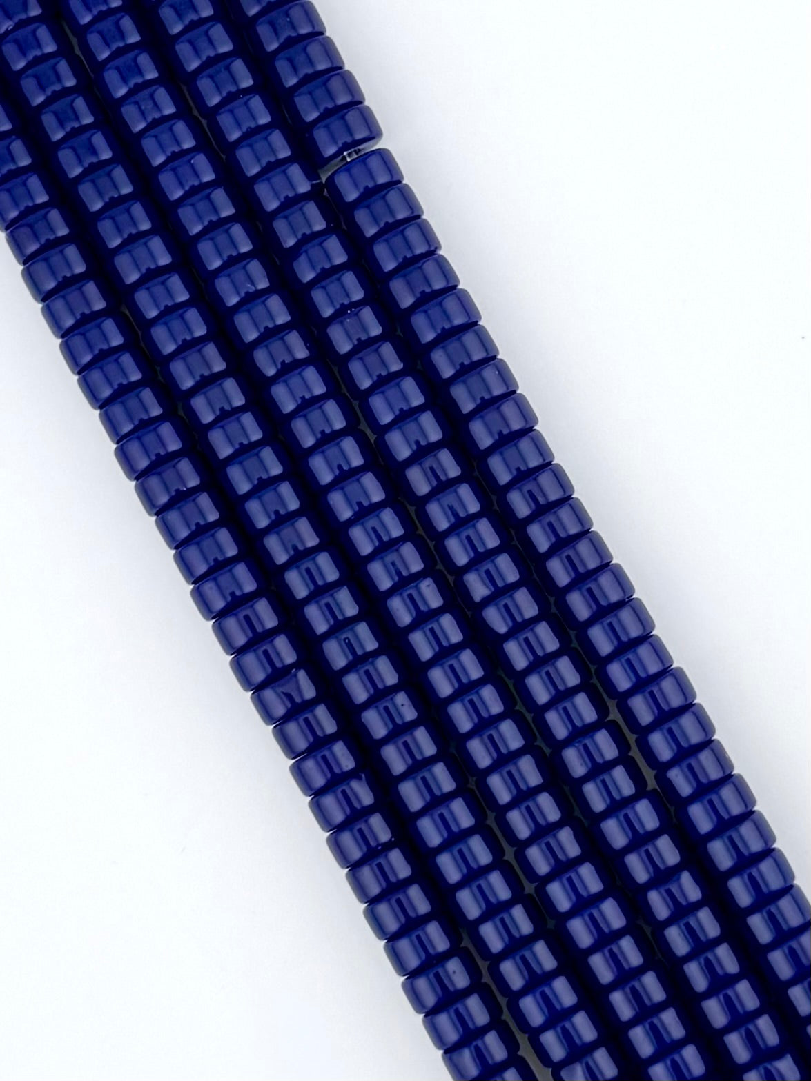 6mm Faceted Glass Cylinder Beads Strand Blue