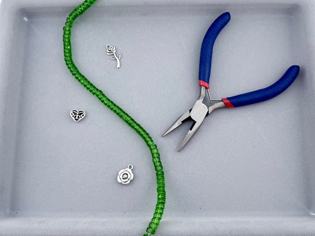 6mm Glass Cylinder Beads Strand Green