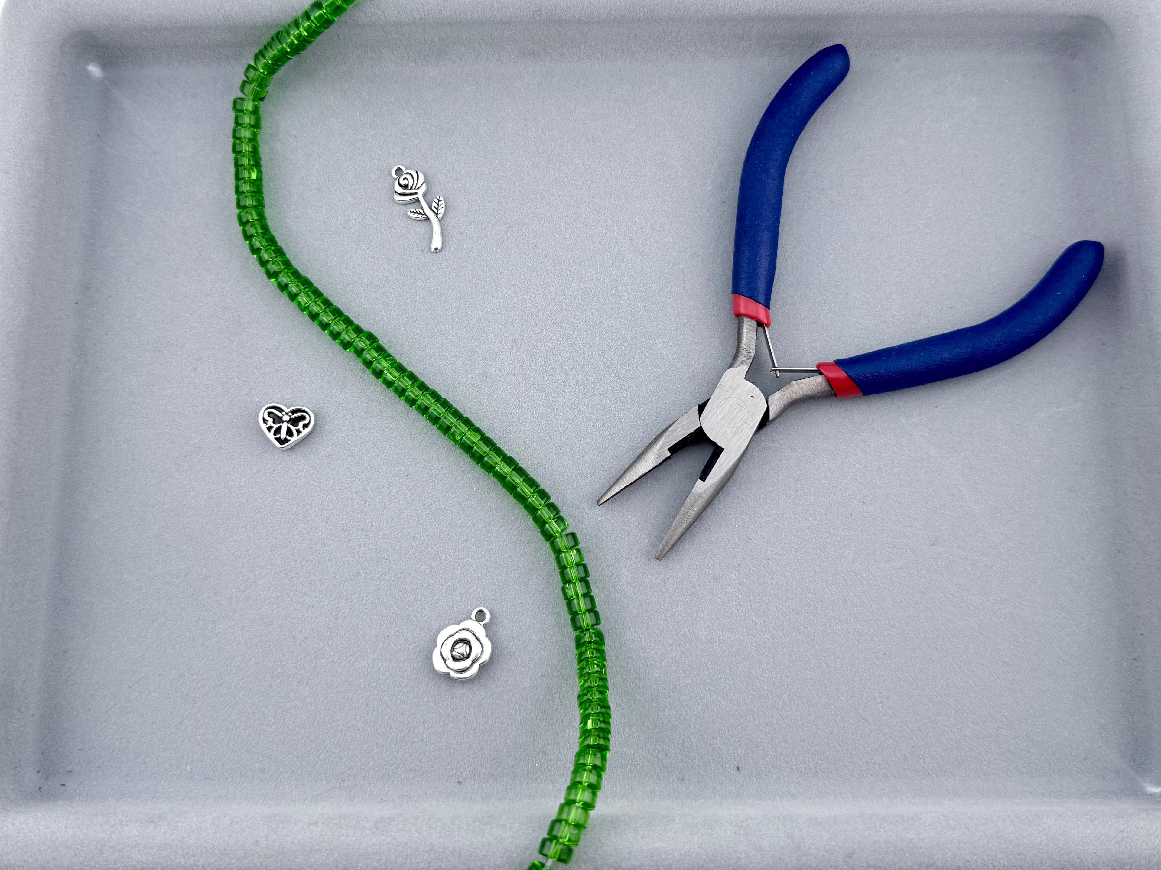 6mm Faceted Glass Cylinder Beads Strand Green