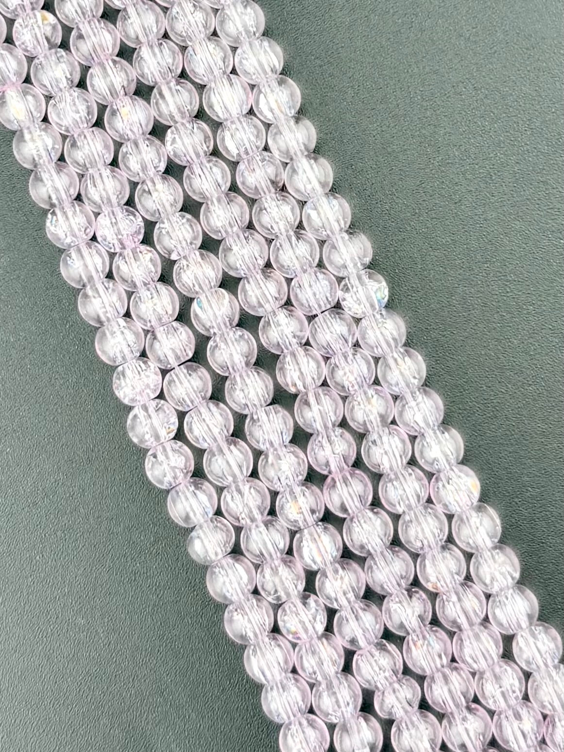 6mm Faceted Glass Crackle Beads Strand Light purple
