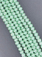 6mm Faceted Glass Crackle Beads Strand Light Green