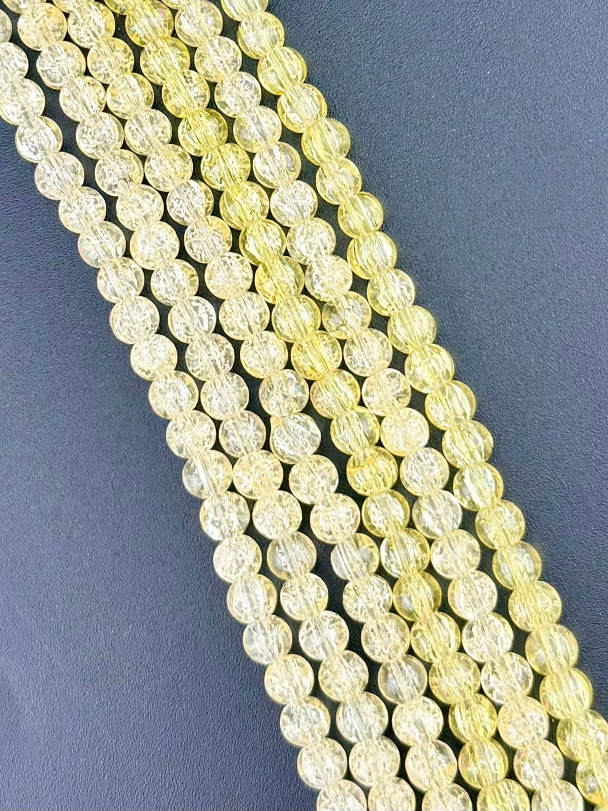 6mm Faceted Glass Crackle Beads Strand Yellow