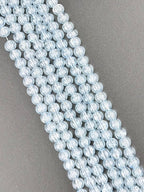 6mm Faceted Glass Crackle Beads Strand Blue