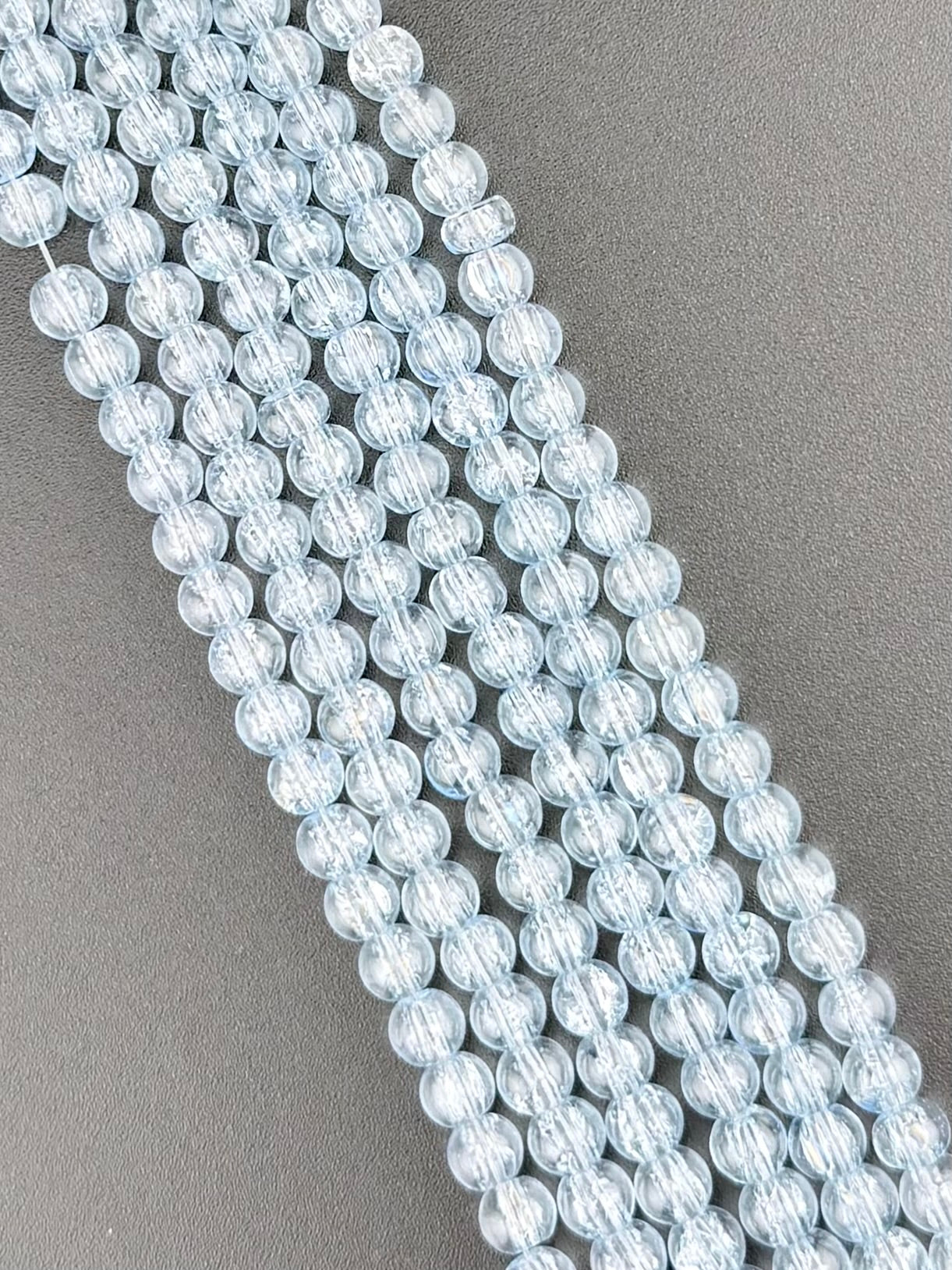 6mm Faceted Glass Crackle Beads Strand Blue