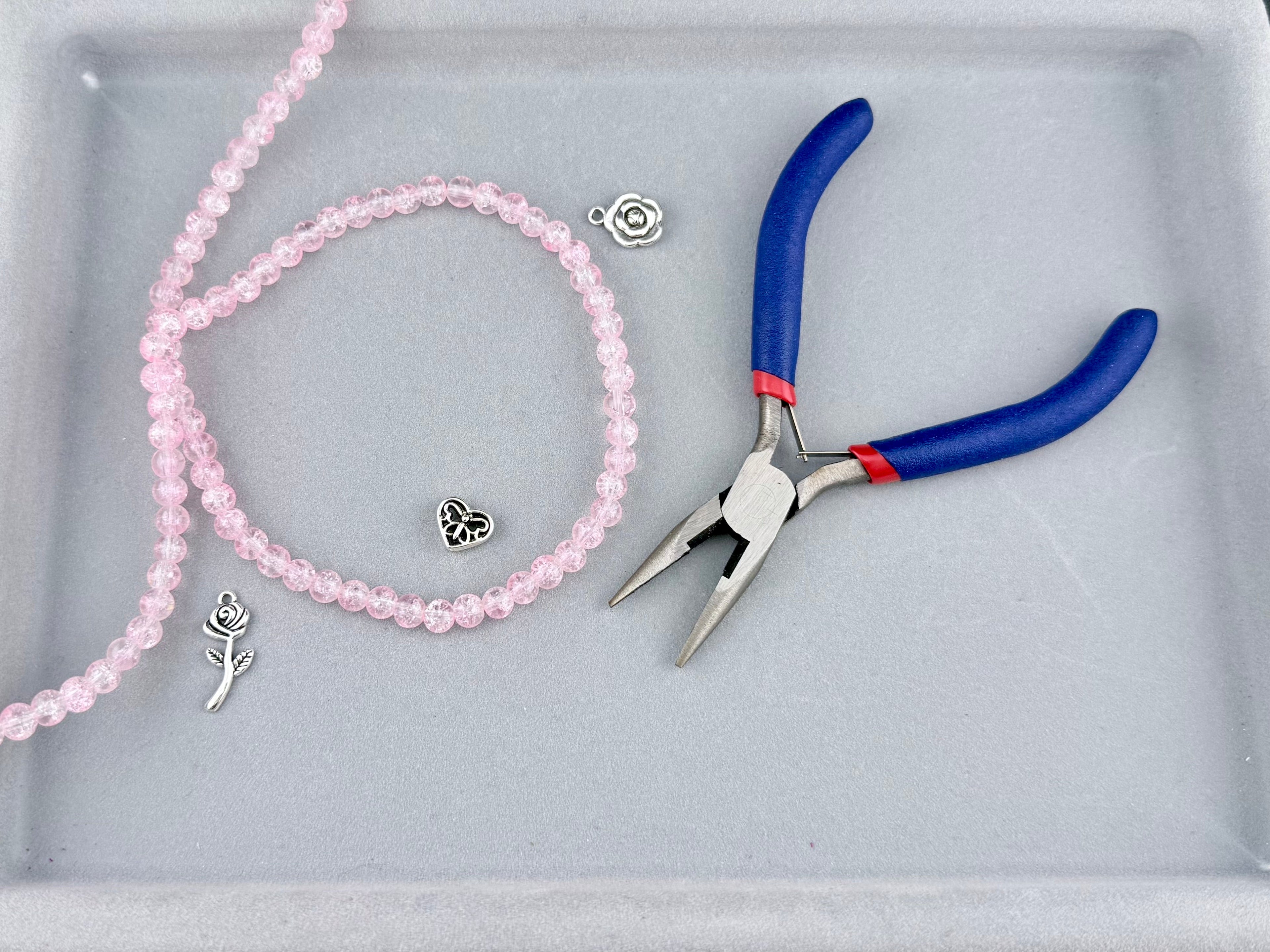 6mm Faceted Glass Crackle Beads Strand Pink