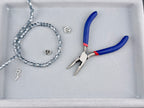 6mm Faceted Glass Crackle Beads Strand Blue-White