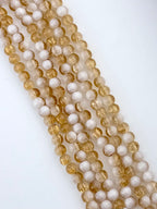 6mm Faceted Glass Crackle Beads Strand White-Yellow