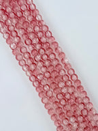 6mm Faceted Glass Crackle Beads Strand Pink AB
