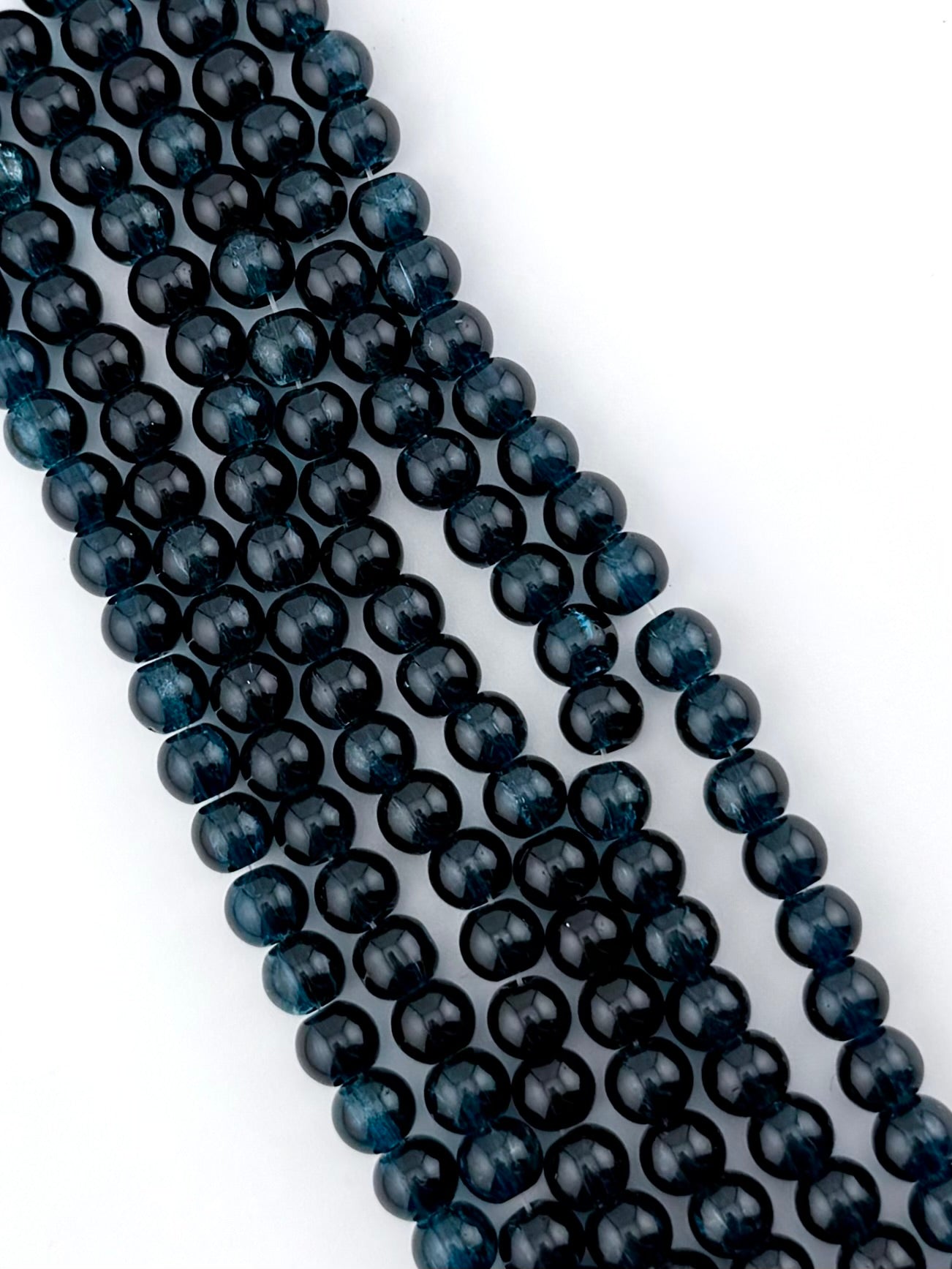 6mm Faceted Glass Crackle Beads Strand Navy Blue