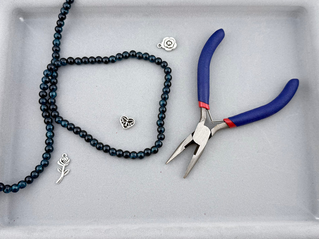 6mm Glass Crackle Beads Strand Navy Blue