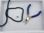 6mm Faceted Glass Crackle Beads Strand Navy Blue