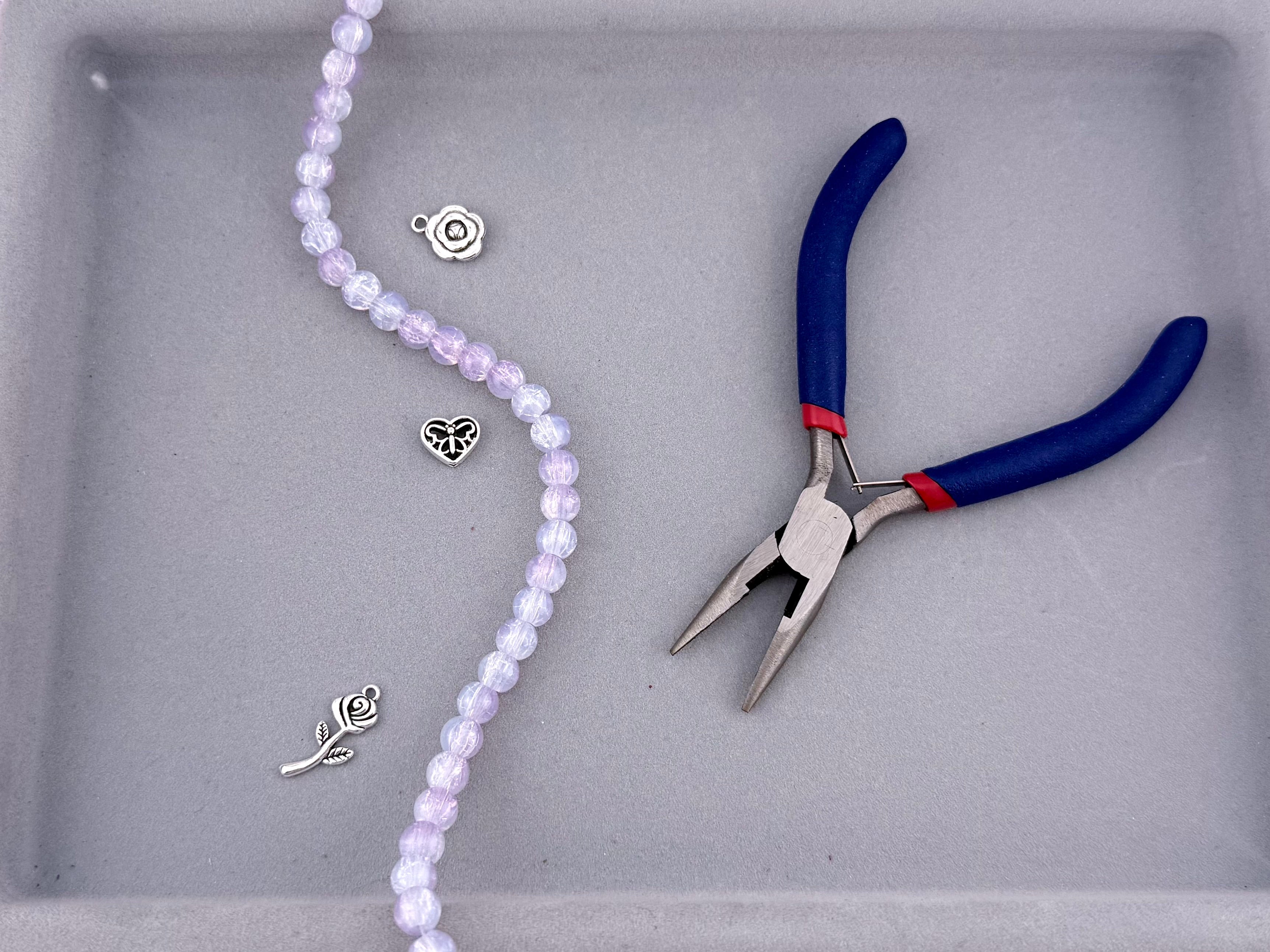 8mm Glass Crackle Beads Strand Light Purple