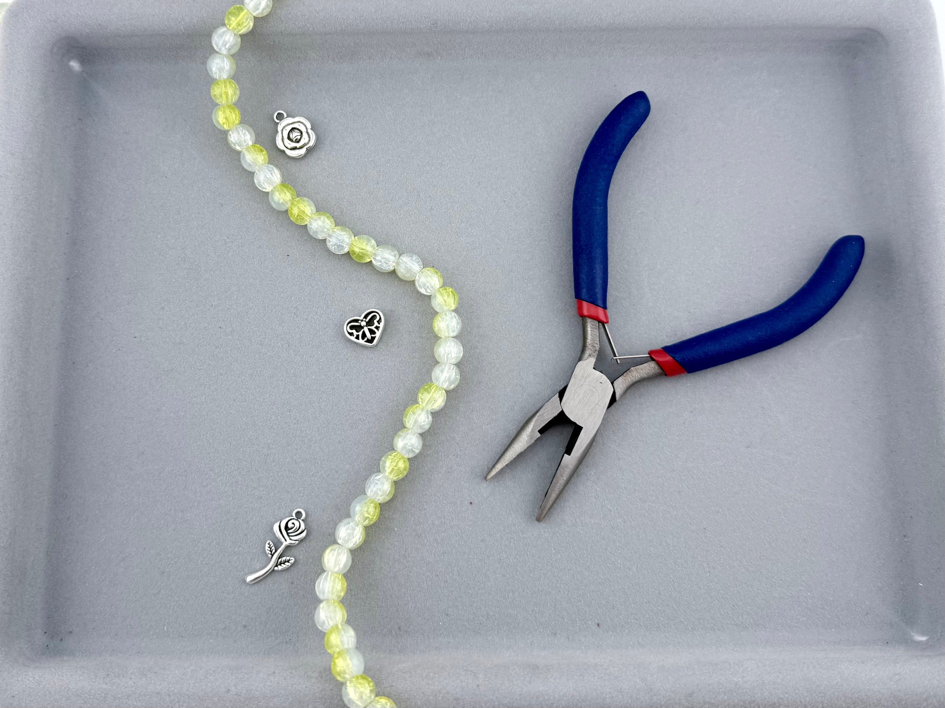 8mm Glass Crackle Beads Strand Yellow-White
