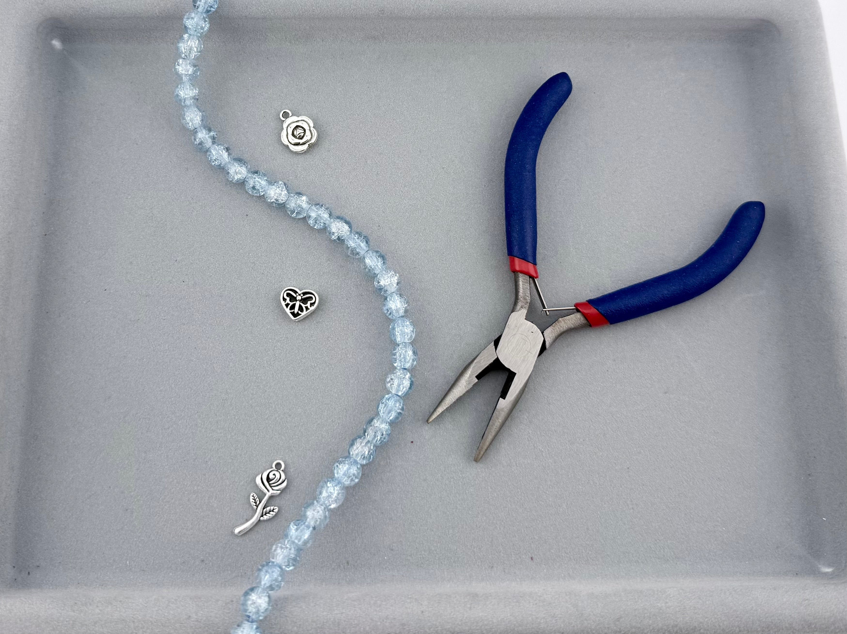 8mm Glass Crackle Beads Strand Light Blue
