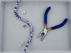 8mm Glass Crackle Beads Strand Blue-Pink