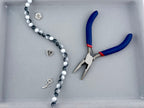 8mm Glass Crackle Beads Strand White-Black