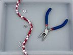 8mm Glass Crackle Beads Strand White-Red