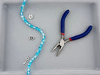 8mm Glass Crackle Beads Strand Blue-White