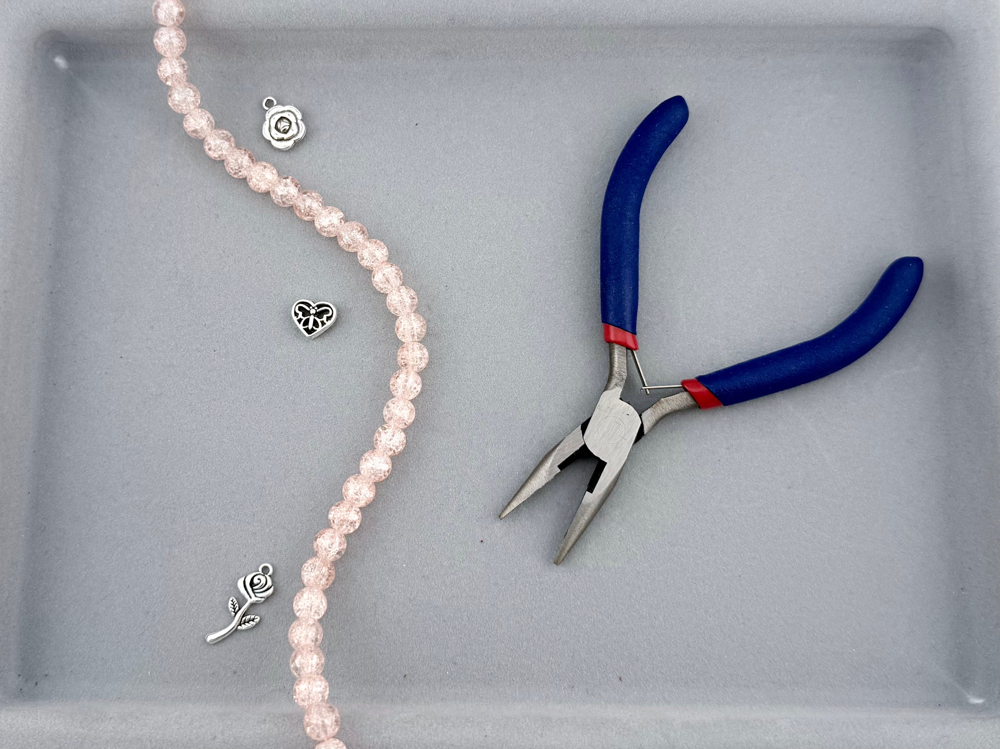 8mm Glass Crackle Beads Strand Light Pink