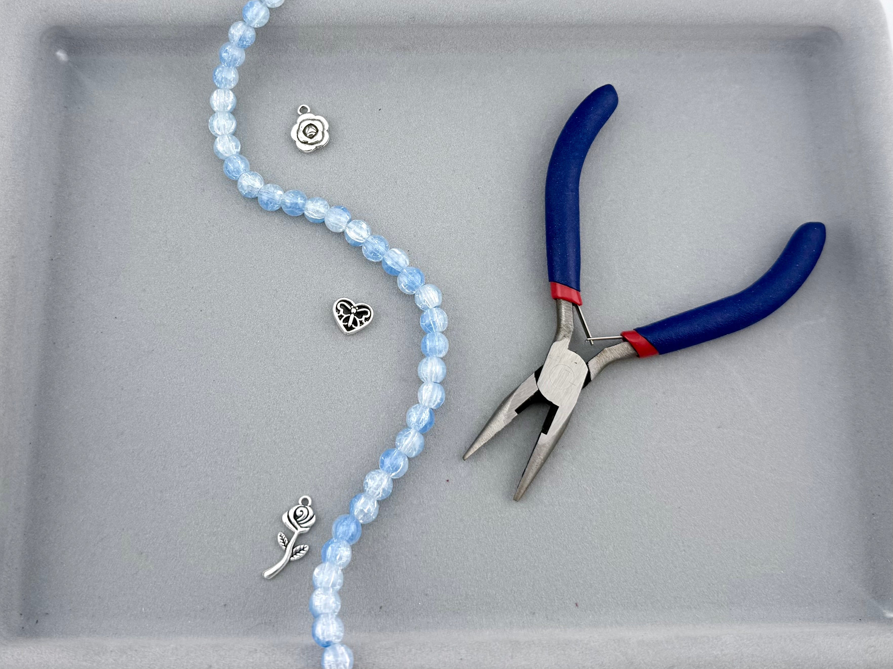 8mm Glass Crackle Beads Strand Sky Blue