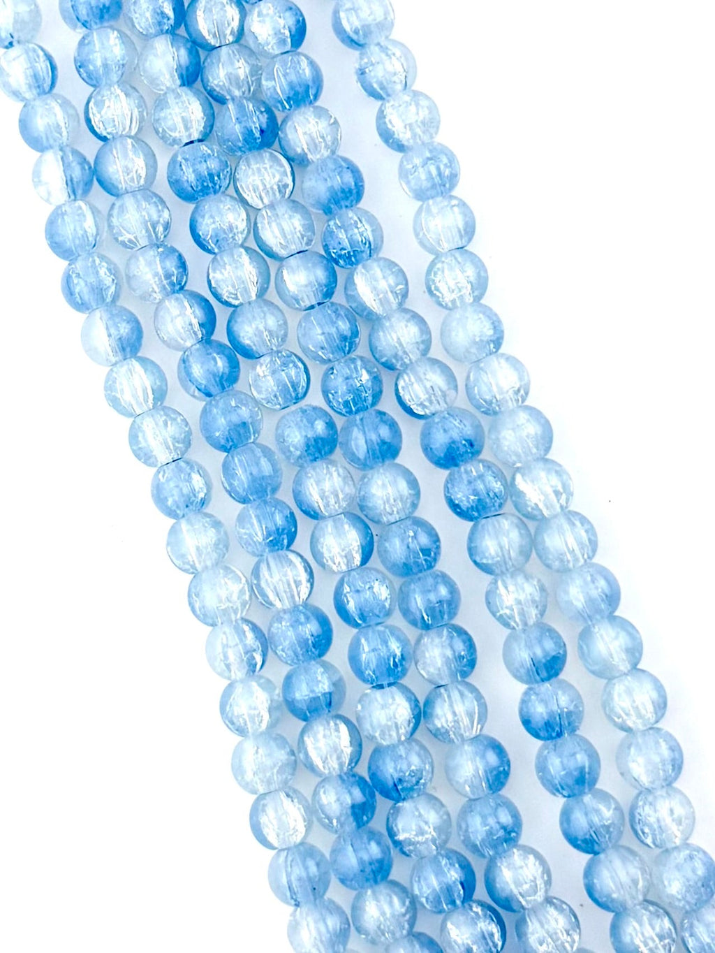 8mm Glass Crackle Beads Strand Sky Blue